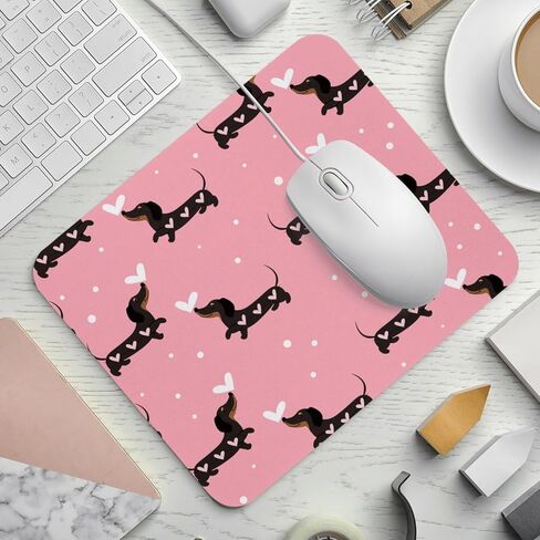 لوحة ماوس Dachshund Dogs and Hearts للفأرة اللاسلكية والمكتب المنزلي والكمبيوتر المحمول مع قاعدة مطاطية in Kuwait