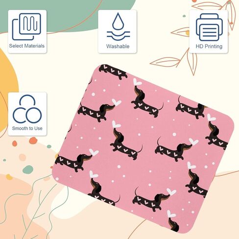 لوحة ماوس Dachshund Dogs and Hearts للفأرة اللاسلكية والمكتب المنزلي والكمبيوتر المحمول مع قاعدة مطاطية in Kuwait