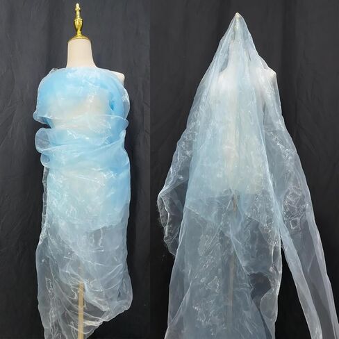 Two-Tone Iridescent Holographic Organza Fabric - 5.5 Yards | Lightweight Sheer Gauze Voile Tulle | for Dresses, Party Decor, DIY Crafts, Shiny Backdrops(Dull Gold) in Saudi Arabia