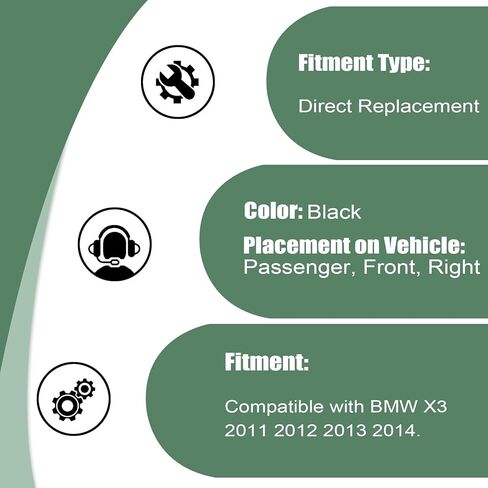 أسود لامع، مجموعة مرآة جانبية للركاب، تناسب سيارة BMW X3 2011-2014، مع عرض جانبي مُدفأ لتعديل الطاقة، بدون إشارة دوران كهربائية لكاميرا النقطة العمياء، مرآة الرؤية الخلفية 3 دبابيس in Kuwait