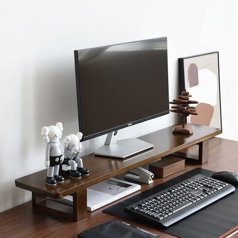 Universal Solid Wood Monitor Stand 80CM Desk Riser for Laptop TV & Printer Office & Storage Solution Ideal for Home & Office Accessories in Saudi Arabia