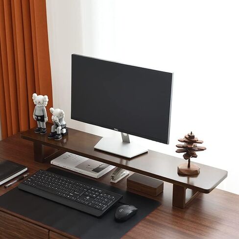 Universal Solid Wood Monitor Stand 80CM Desk Riser for Laptop TV & Printer Office & Storage Solution Ideal for Home & Office Accessories in Saudi Arabia