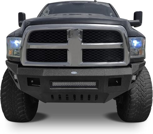 Hooke Road Ram Front Bumper for 2010-2018 Dodge Ram 2500 3500 HD Pickup Truck, Solid Steel Offroad Replacement Bumper with Skid Plate & LED Lights in Saudi Arabia