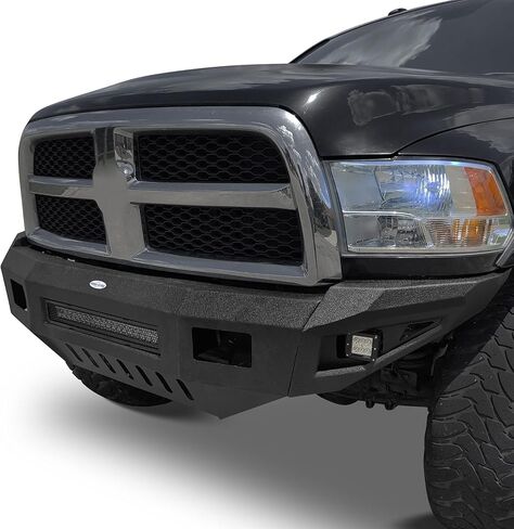 Hooke Road Ram Front Bumper for 2010-2018 Dodge Ram 2500 3500 HD Pickup Truck, Solid Steel Offroad Replacement Bumper with Skid Plate & LED Lights in Saudi Arabia