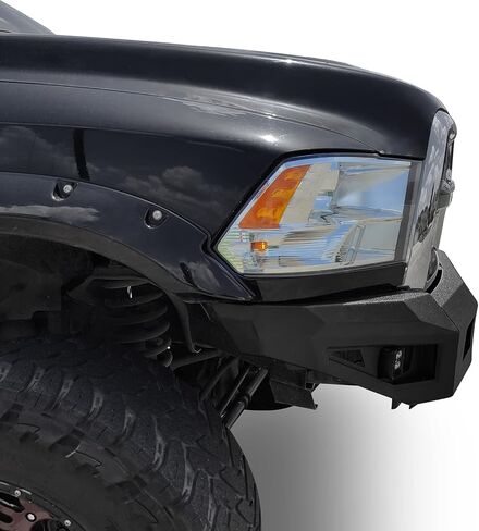 Hooke Road Ram Front Bumper for 2010-2018 Dodge Ram 2500 3500 HD Pickup Truck, Solid Steel Offroad Replacement Bumper with Skid Plate & LED Lights in Saudi Arabia