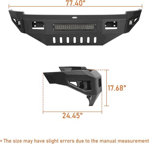 Hooke Road Ram Front Bumper for 2010-2018 Dodge Ram 2500 3500 HD Pickup Truck, Solid Steel Offroad Replacement Bumper with Skid Plate & LED Lights in Saudi Arabia