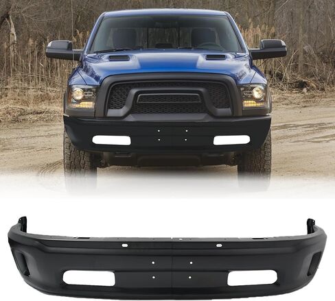 شريط وجه أسود للمصد الأمامي متوافق مع 2013-2018 Ram 1500 2019-2024 Ram 1500 كلاسيكي مع فتحات ضوء الضباب بدون فتحات مستشعر CH1002399، 68160854AB قطعتان in Kuwait