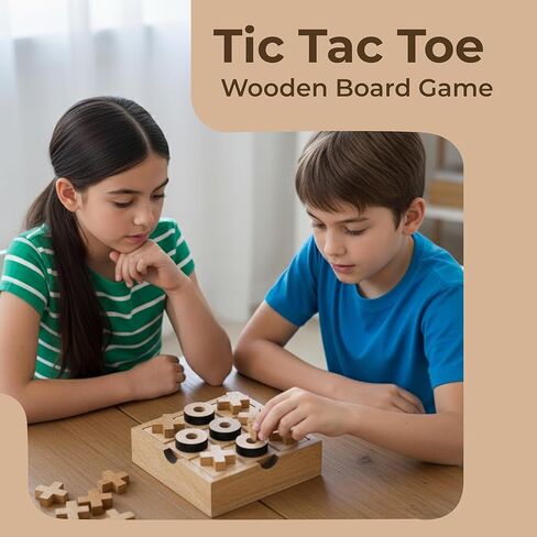 ألعاب لوحية كلاسيكية من Ajuny Tic Tac Toe للأطفال والكبار مع صندوق تخزين مزخرف، طاولة قهوة خشبية لبيت المزرعة، غرفة المعيشة، ديكور مكتبي، لعبة سفر ليلية عائلية، أفضل الهدايا 5.5 بوصة in Saudi Arabia