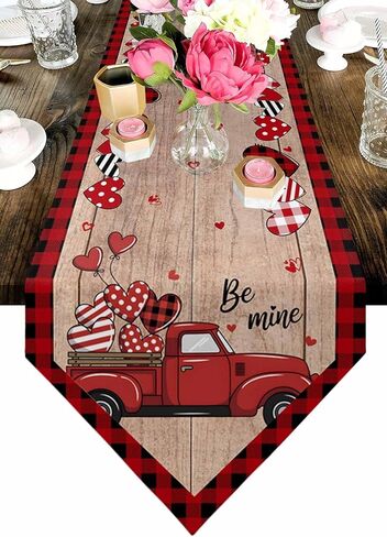 Z&L Home القطن الكتان عيد الميلاد الجدول مفرش الخيش والأوشحة مضمد، شاحنة حمراء الرجعية وشجرة عيد الميلاد الجدول العدائين لقضاء عطلة العشاء in Kuwait