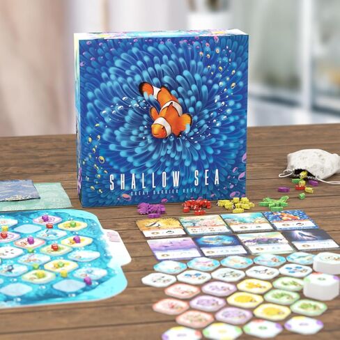 Shallow Sea Board Game – Strategy Tile-Placement Game for Adults & Families | 1–4 Players, 30–45 Min Play | Build Coral Reef Ecosystem, Ocean Puzzle Game, Nature-Inspired in Saudi Arabia