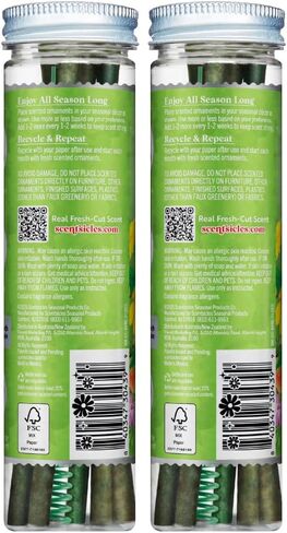 Scentsicles O Christmas Tree and Snowberry Pine Scented Christmas Ornaments with Hooks - 2 Pack (2 Bottles, 12 Sticks Total) in Kuwait