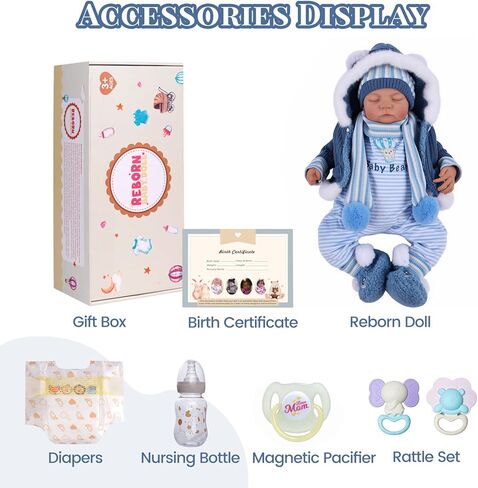 BABESIDE Lifelike Reborn Baby Dolls Boy, 20 Inch Realistic Real Life Baby Poseable Newborn Doll for Boy Soft Vinyl and Cloth Body Baby Dolls with Clothes and Toy Gift for Kids Age 3+ in Saudi Arabia