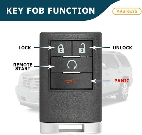 بديل لأزرار Cadillac Key Fob 4 التي تستخدم FCC OUC60000223 ورقم الجزء 22756463 ​​/ 22756464 متوافق مع 2007 - 2014 Escalade in Saudi Arabia