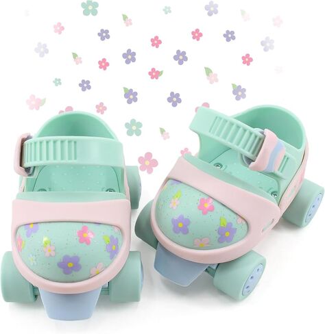 Kids Roller Skates for Boys & Girls Adjustable Quad Skates for Age 3-5 Size C6 to C13 3-Stage Skating System with Detachable Toe Cap & Built-in Toe Stop Toddler Skates for Indoor & Outdoo in Saudi Arabia
