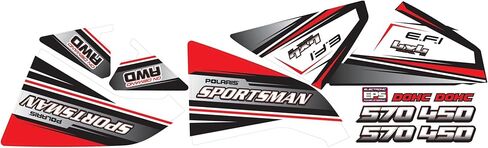 مجموعة ملصقات ورسومات الجسم - تناسب Polaris Sportsman 450 و570 (2014-2020) - بديل على طراز المصنع لملصقات حامل الرفارف والمقود - فينيل متين محمي من الأشعة فوق البنفسجية بسمك 10 مل in Saudi Arabia