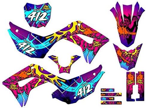 2019-2025 CRF 110 ZANY Pink Senge Graphics مجموعة كاملة مع معرف رايدر. متوافق مع هوندا in Kuwait