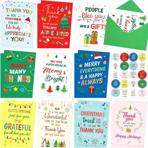 ceiba tree 20Pcs Christmas Appreciation Cards Glitter Holiday Thank You Cards with Envelopes for Teachers Employees Staff and Postman in Saudi Arabia