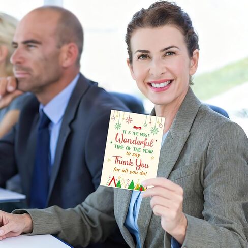 ceiba tree 20Pcs Christmas Appreciation Cards Glitter Holiday Thank You Cards with Envelopes for Teachers Employees Staff and Postman in Saudi Arabia