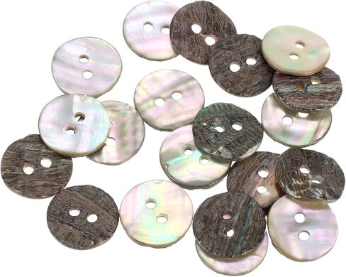 uxcell 25 Pcs Natural Shell Buttons, 2 Hole Mother of Pearl Buttons 15mm Sewing Craft Button for Shirt Sewing DIY Crafts Decoration, Multicolor in Saudi Arabia
