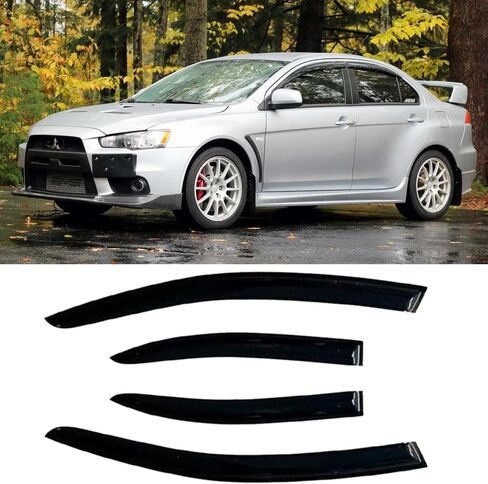 Side Window Wind Deflector, 4pcs Out-Channel Tape-On Nice Rain Guards Set, Window Visor fit for 2002-2006 Mitsubishi Lancer 94229 in Kuwait