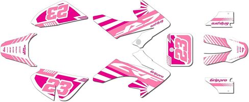 مجموعة رسومات لسيارة Honda CRF 50 (جميع السنوات) FH Series Pink 09 Mil - مجموعة ملصقات رسومات السباق المخصصة للدراجة الترابية، بدون بلاستيك in Kuwait