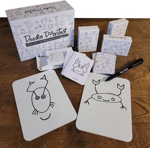 Doodle Disaster: The Art of Miscommunication | A hilarous Drawing Game, 2-6 Player Party Game for Families, Kids, and Adults | Dry erasers and 240 Image Cards in Saudi Arabia