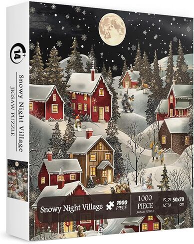 Christmas Cozy Snowy Village Puzzles for Adults 1000 Pieces. Winter Holiday Landscape Jigsaw Puzzles. Challenging Christmas Tree, Snowman,Fun Puzzles in Saudi Arabia