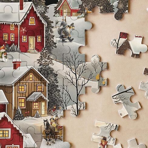 Christmas Cozy Snowy Village Puzzles for Adults 1000 Pieces. Winter Holiday Landscape Jigsaw Puzzles. Challenging Christmas Tree, Snowman,Fun Puzzles in Saudi Arabia