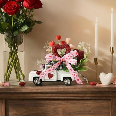 Valentines/St. Patrick’s/Easter Decor, Rustic Metal Farm Truck with Valentine Candy Heart St Patricks Day Shamrock Easter Egg, Valentines Day Decor for Home Table Valentines Decor Gifts in Kuwait