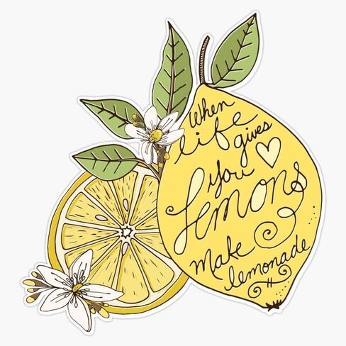 When Life Gives You Lemons, Make Lemonade - Be Positive! Sticker Vinyl Waterproof Sticker Decal Car Laptop Wall Window Bumper Sticker 5" in Saudi Arabia