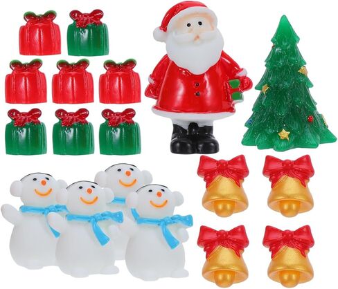 Healifty Christmas Micro Landscape Ornament, Miniature Xmas Tree Figurines, Snowman Resin Statues, Assorted Color, 18 Pieces in Saudi Arabia