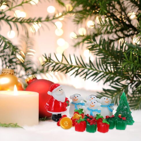 Healifty Christmas Micro Landscape Ornament, Miniature Xmas Tree Figurines, Snowman Resin Statues, Assorted Color, 18 Pieces in Saudi Arabia