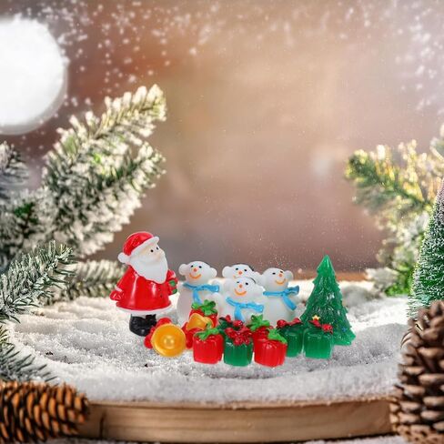 Healifty Christmas Micro Landscape Ornament, Miniature Xmas Tree Figurines, Snowman Resin Statues, Assorted Color, 18 Pieces in Saudi Arabia