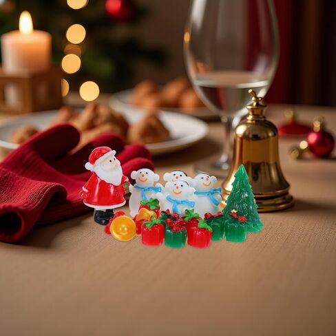 Healifty Christmas Micro Landscape Ornament, Miniature Xmas Tree Figurines, Snowman Resin Statues, Assorted Color, 18 Pieces in Saudi Arabia