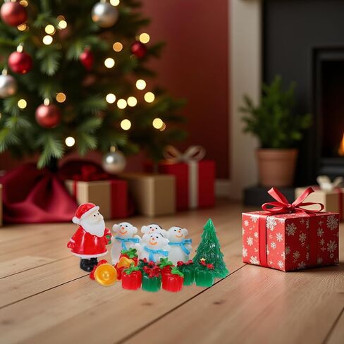 Healifty Christmas Micro Landscape Ornament, Miniature Xmas Tree Figurines, Snowman Resin Statues, Assorted Color, 18 Pieces in Saudi Arabia