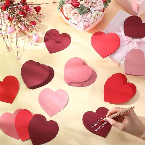 Tatuo 300 Pcs Valentine's Day 4 x 4 '' Heart Cutouts Paper Hearts with Glue Point Dots Large Paper Heart Cut Outs for Valentine's Day Decorations Crafts (Gradient Red) in Saudi Arabia