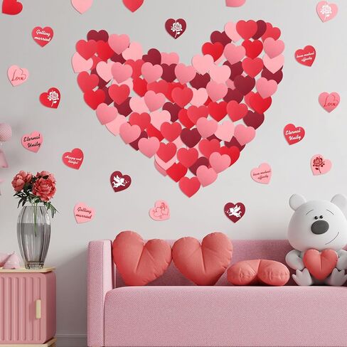 Tatuo 300 Pcs Valentine's Day 4 x 4 '' Heart Cutouts Paper Hearts with Glue Point Dots Large Paper Heart Cut Outs for Valentine's Day Decorations Crafts (Gradient Red) in Saudi Arabia