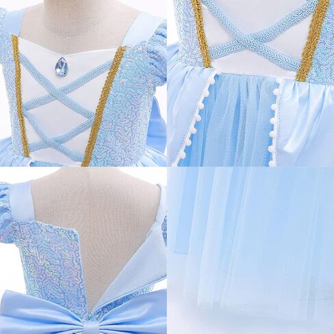 Kids Girls Princess Fancy Dress Up Costume Long Ball Gown+Wig Fairy Outfit Halloween Christmas Carnival Cosplay in Kuwait