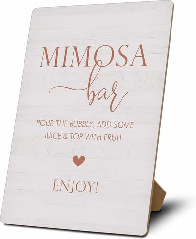 Mimosa Bar Sign, Mimosa Bar Supplies, Champagne Brunch Decor, Wooden Tabletop Sign With Stand, Mimosa Bar Decor For Bridal Shower Baby Shower Wedding Birthday Christmas Party, 04 in Kuwait