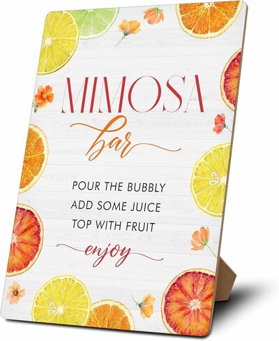 Mimosa Bar Sign, Mimosa Bar Supplies, Champagne Brunch Decor, Wooden Tabletop Sign With Stand, Mimosa Bar Decor For Bridal Shower Baby Shower Wedding Birthday Christmas Party, 04 in Kuwait