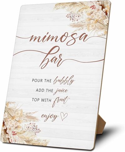 Mimosa Bar Sign, Mimosa Bar Supplies, Champagne Brunch Decor, Wooden Tabletop Sign With Stand, Mimosa Bar Decor For Bridal Shower Baby Shower Wedding Birthday Christmas Party, 04 in Kuwait