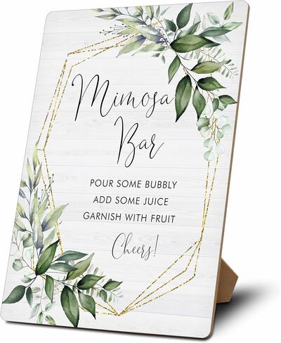 Mimosa Bar Sign, Mimosa Bar Supplies, Champagne Brunch Decor, Wooden Tabletop Sign With Stand, Mimosa Bar Decor For Bridal Shower Baby Shower Wedding Birthday Christmas Party, 04 in Kuwait