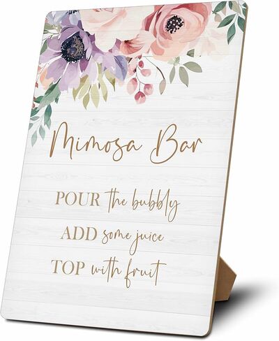 Mimosa Bar Sign, Mimosa Bar Supplies, Champagne Brunch Decor, Wooden Tabletop Sign With Stand, Mimosa Bar Decor For Bridal Shower Baby Shower Wedding Birthday Christmas Party, 04 in Kuwait