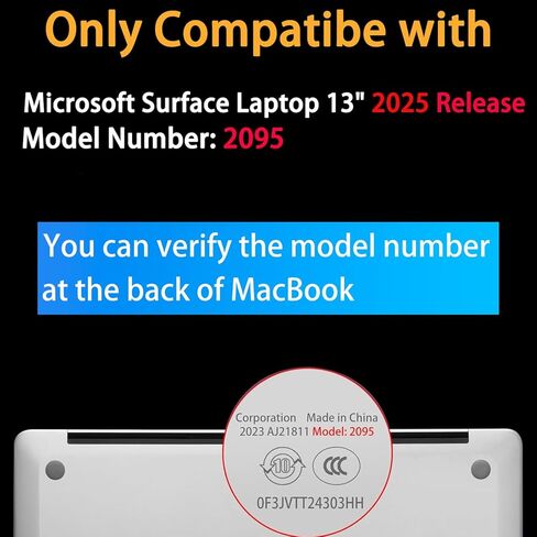 Teryeefi Clear Case for 13-inch Microsoft Surface Laptop Copilot+ PC 2025 Model 2095, Lightweight Protective Hard Shell with Keyboard Cover Screen Protector, Crystal Transparent in Saudi Arabia