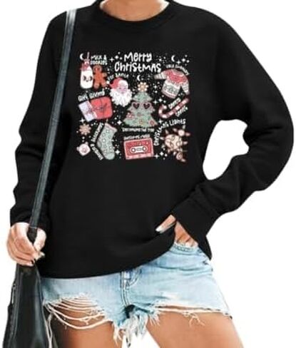 MOUSYA Snowman Sweatshirts for Women Christmas Snowman Sweatshirt Meryy Christmas Pullover Winter Lightweight Top in Kuwait