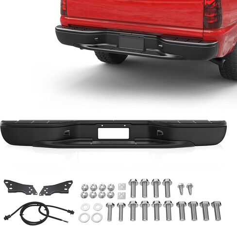 مجموعة المصد الخلفي من الفولاذ الأسود من MOSTPLUS متوافقة مع مصدات 1999-2006 Chevy Silverado GMC Sierra 1500 الكاملة للخلف in Saudi Arabia