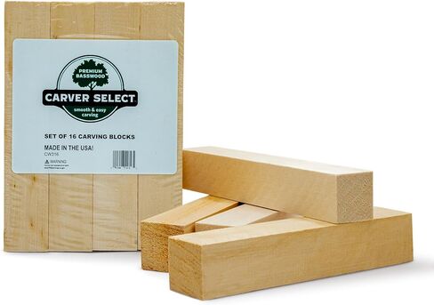 Basswood Carving Blocks Set of 16 – Wood Carving Kit with Premium Bass Blocks – for Crafts & Whittling – Ideal for Beginners & Professionals in Saudi Arabia