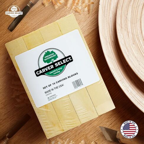 Basswood Carving Blocks Set of 16 – Wood Carving Kit with Premium Bass Blocks – for Crafts & Whittling – Ideal for Beginners & Professionals in Saudi Arabia
