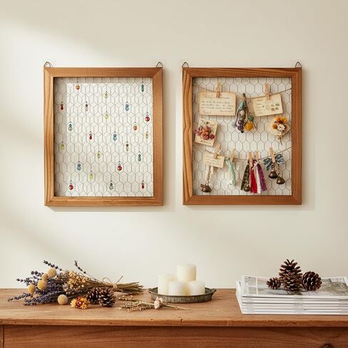 Kathfly 4 Pcs Unfinished Wood Chicken Wire Frame Creations Unfinished Wood Window Frame with Chicken Wire Mesh 11 x 9.5 Inch for Wall Organizer Jewelry DIY Country Photos of Handicrafts(Dark Color) in Saudi Arabia