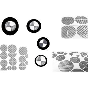 Atlas Auto Sports - Compatible with BMW - Silver Grey Carbon Fiber Stickers Overlay Vinyl Decal for All Emblems Caps Logos Roundels Badges in Kuwait
